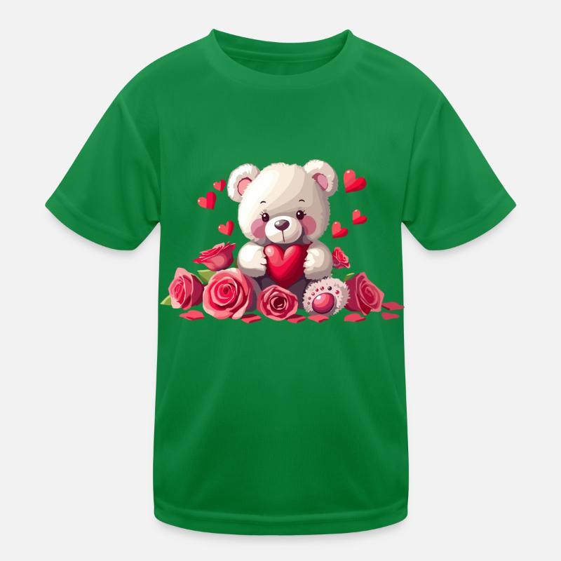 Verliebter Teddy Kinder Funktions-T-Shirt