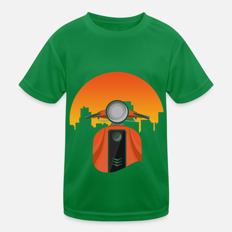 Moped mit Häuser Kinder Funktions-T-Shirt