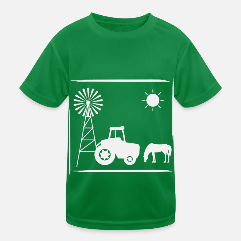 Pferd Windmühle Ranch Outback Urlaub Ferien Kinder Funktions-T-Shirt