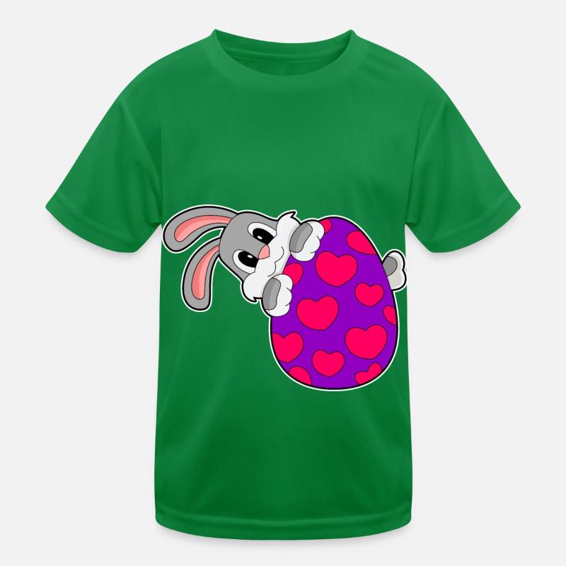 Bunny Easter Easter Egg Hearts Kids Functional T-Shirt