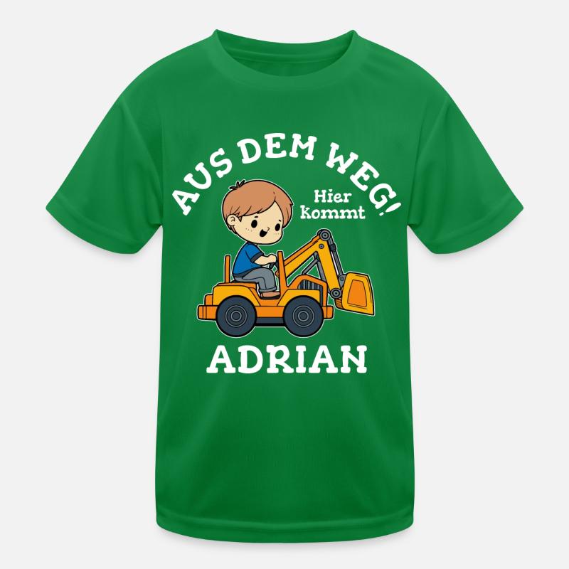 Adrian Vorname Bagger Kinder Funktions-T-Shirt