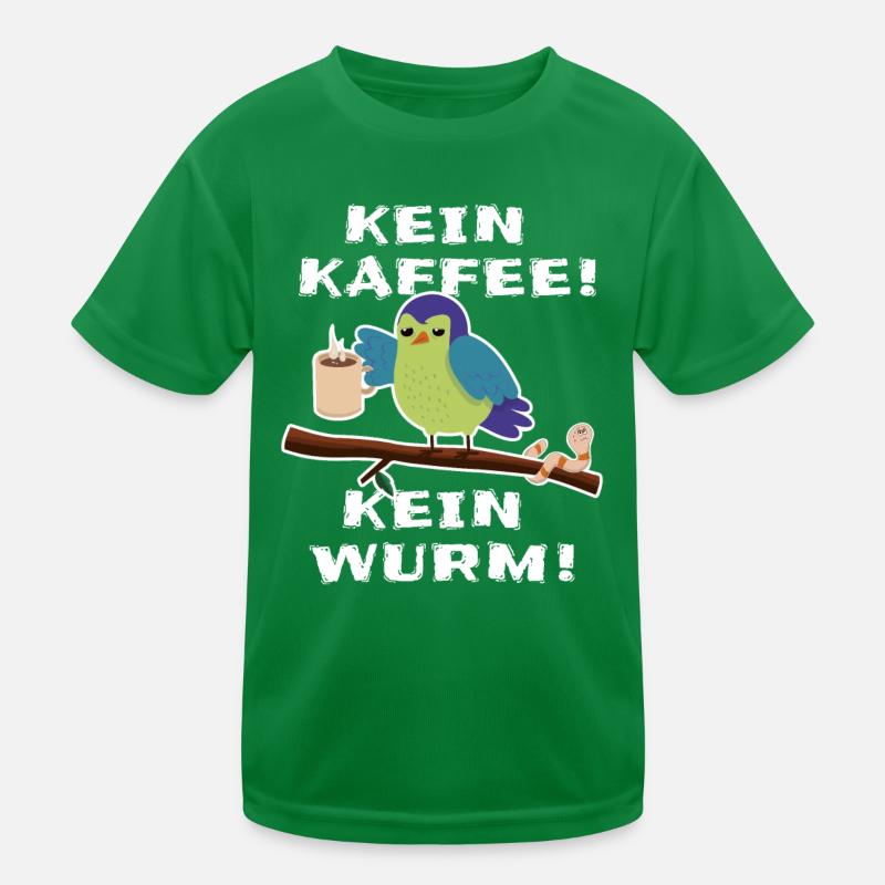Müder Vogel mit Kaffee Kinder Funktions-T-Shirt