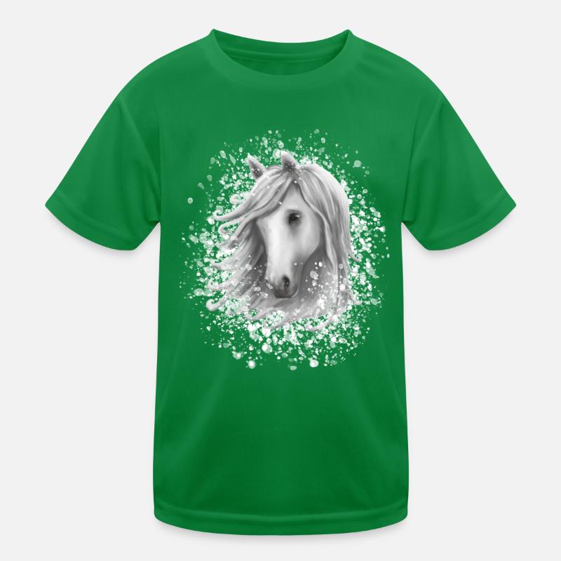 Pferdekopf im Schnee Kinder Funktions-T-Shirt