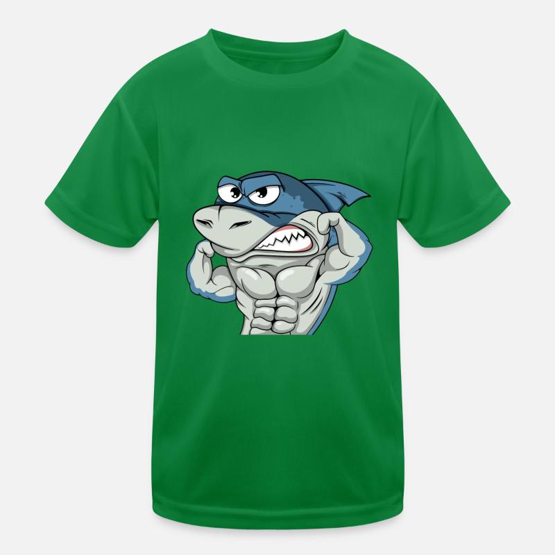 Requin cool avec muscles bodybuilder #3 Cool Sharks T-shirt sport Enfant