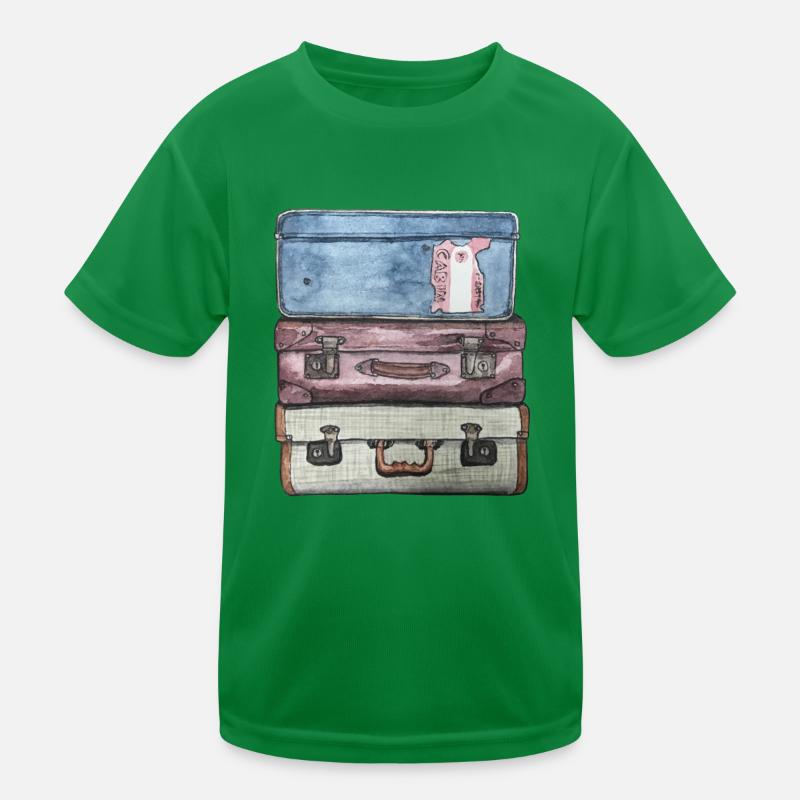 Suitcase stack with 3 old suitcases Kids Functional T-Shirt