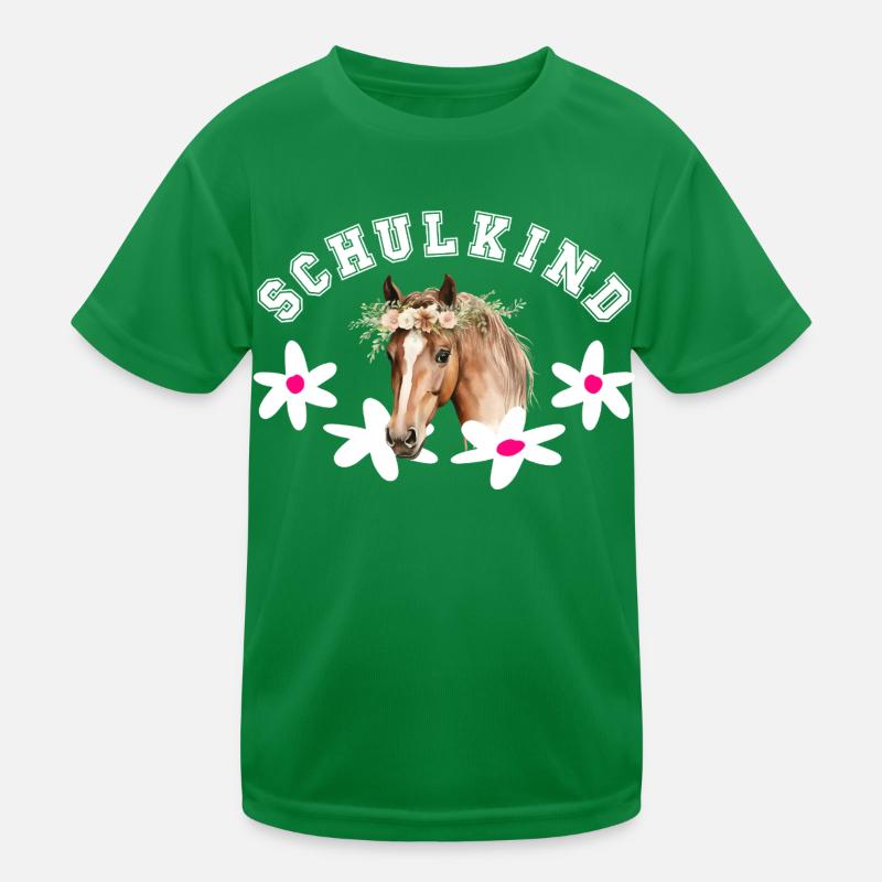 Schulkind Einschulung Erstklässler Klasse 1 Pferd Kinder Funktions-T-Shirt