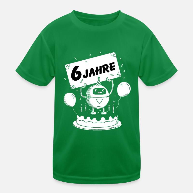 Ich bin sechs Jahre 6. Geburtstag Roboter Kinder Funktions-T-Shirt