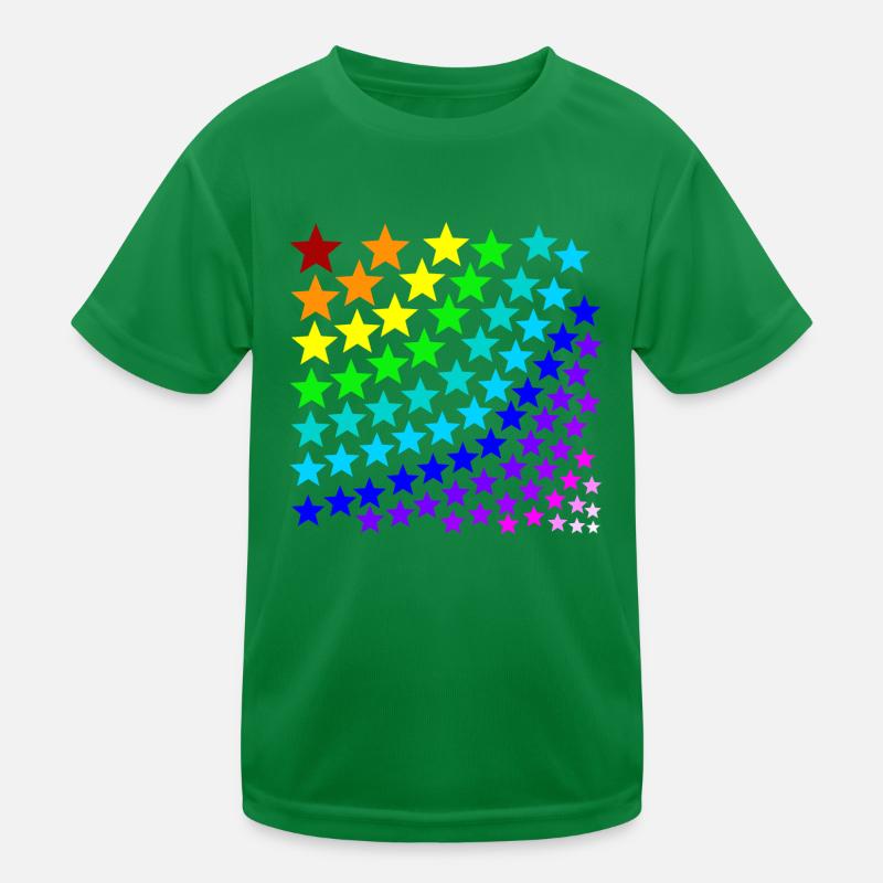 Regenbogen Sterne Geschenkidee bunt - Kinder Funktions-T-Shirt - Kelly Green