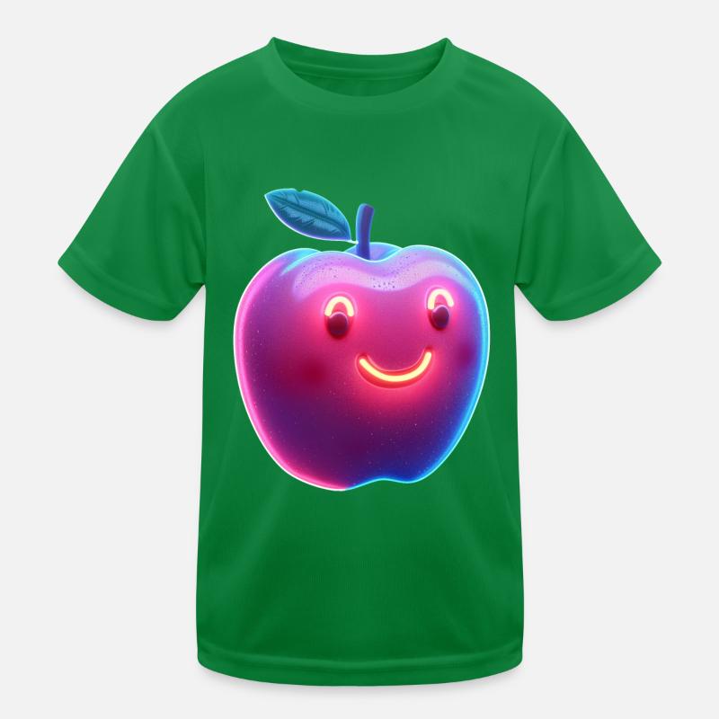 Glowing Children's Apple – Neon-Style Design Kids Functional T-Shirt