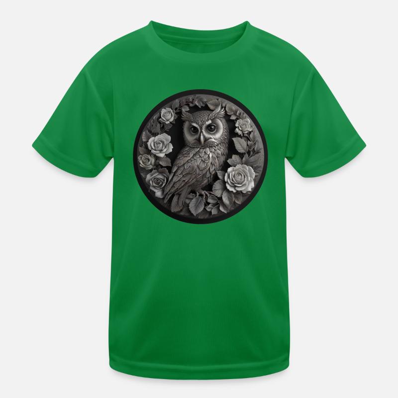 Silberne Eule Kinder Funktions-T-Shirt