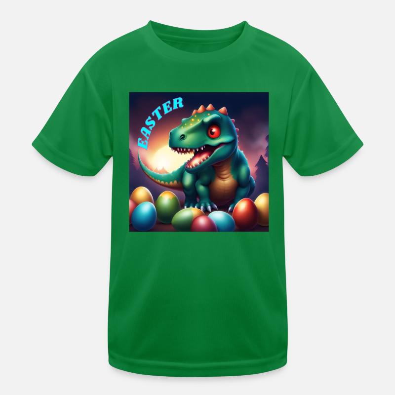 Dinosaur Red Eyes Easter Kids Functional T-Shirt