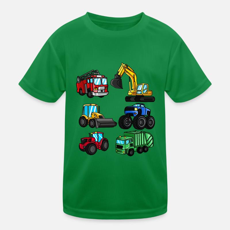 Excavator fire engine tractor vehicles kids gift Kids Functional T-Shirt