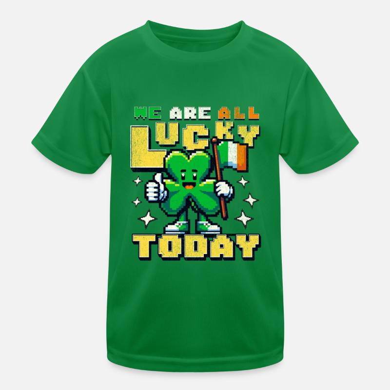 St Patricks Day - 8bit pixel art Glück Kleeblatt Kinder Funktions-T-Shirt