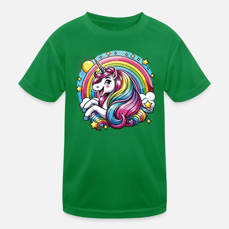 Zauberhaftes Einhorn im Sternenregen Kinder Funktions-T-Shirt