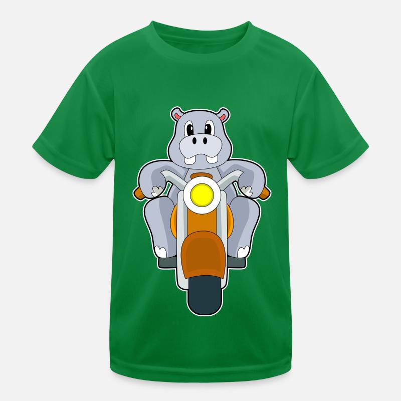 Nilpferd Motorrad Kinder Funktions-T-Shirt