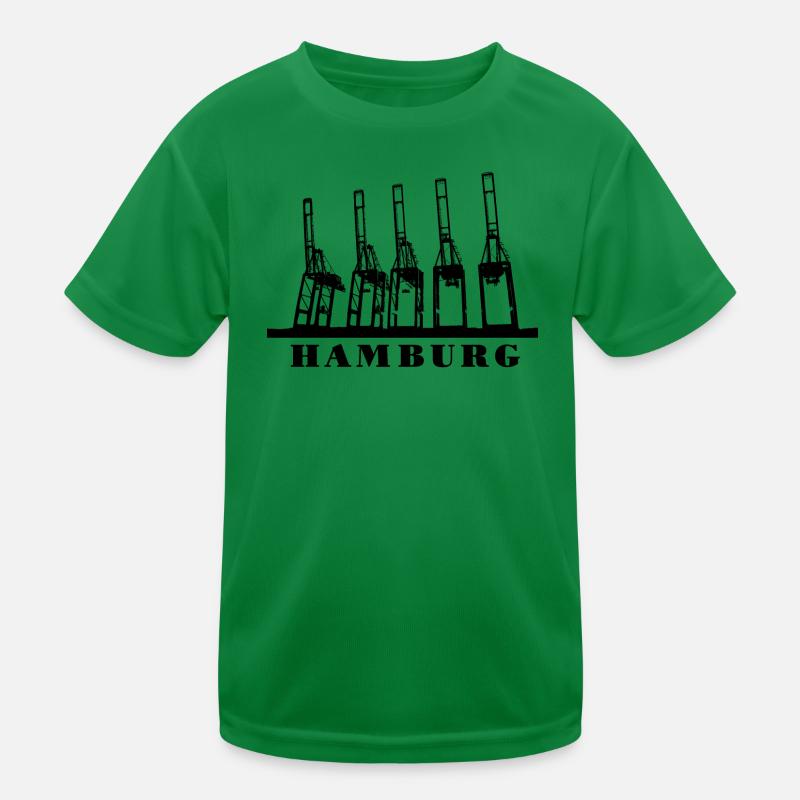 Hamburger Hafenkräne Kinder Funktions-T-Shirt