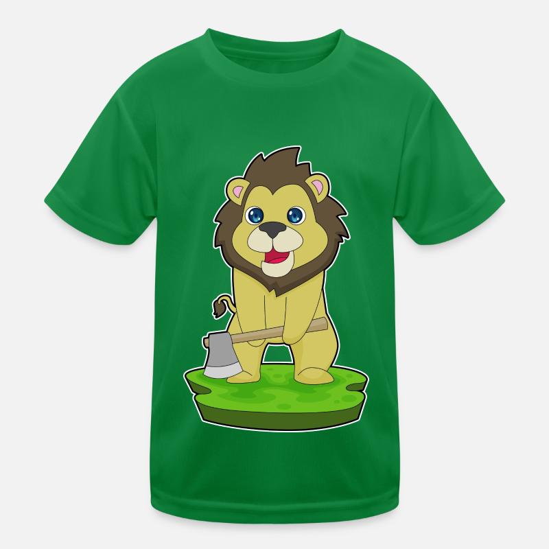 Löwe Holzfäller Axt Kinder Funktions-T-Shirt