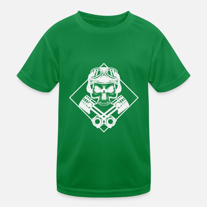 Rocker - Skull - Art Design - Biker Kids Functional T-Shirt