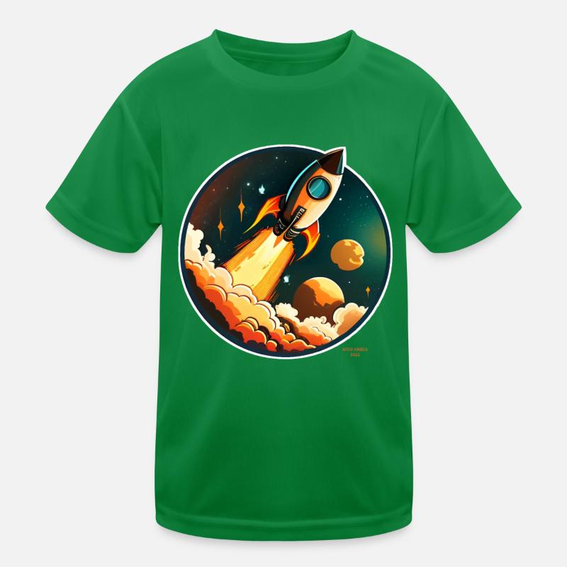 Rocket on its way to space Kids Functional T-Shirt