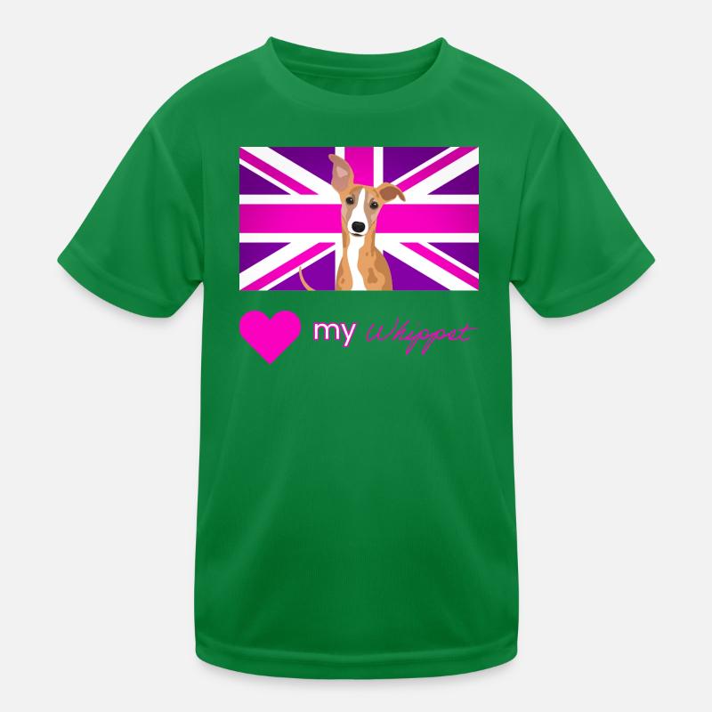 PURPLEWHIPPET (Rosa Text, Lebendig) - Kinder Funktions-T-Shirt - Kelly Green