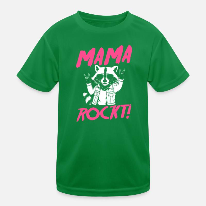 Waschbär Mutter Coole Rocker Mama Kinder Funktions-T-Shirt
