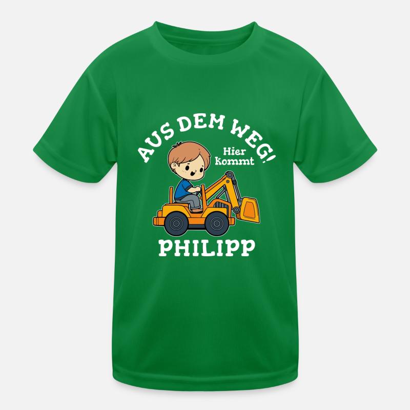Philipp Vorname Bagger Kinder Funktions-T-Shirt