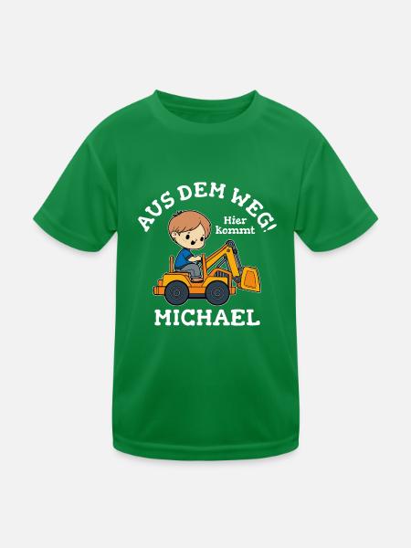 Michael Vorname Bagger - Kinder Funktions-T-Shirt - Kelly Green - Vorne