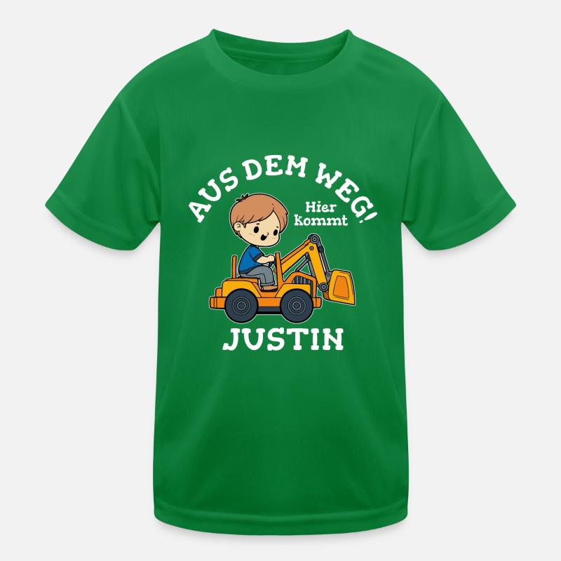 Justin Vorname Bagger Kinder Funktions-T-Shirt