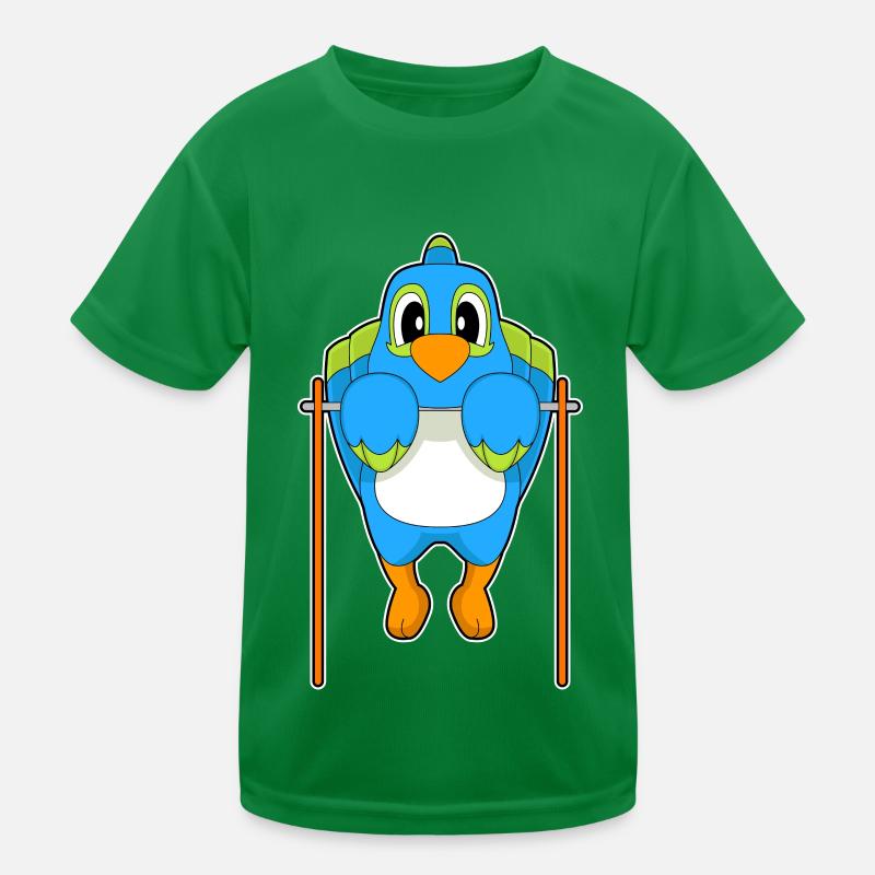 Parrot Bodybuilder Pull-ups Kids Functional T-Shirt