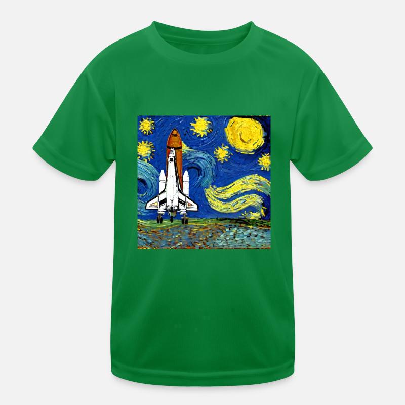 Space Shuttle Van Gogh - Kinder Funktions-T-Shirt - Kelly Green