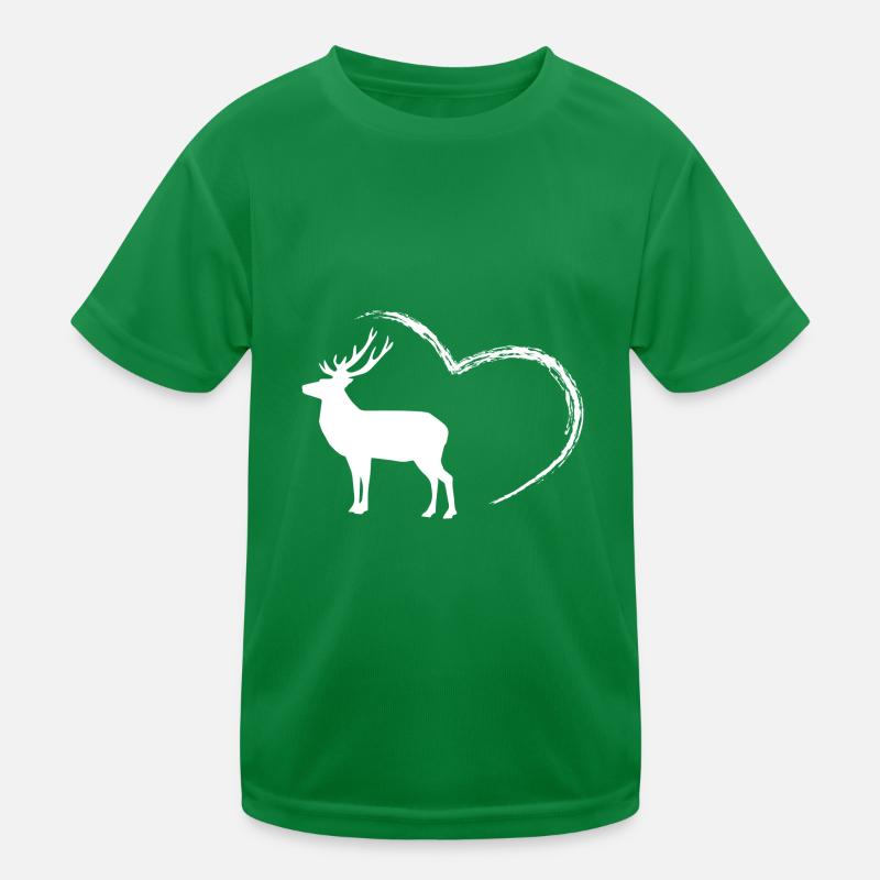 Hirsch - Deer - Naturschutz - Tierschutz - Herz Kinder Funktions-T-Shirt