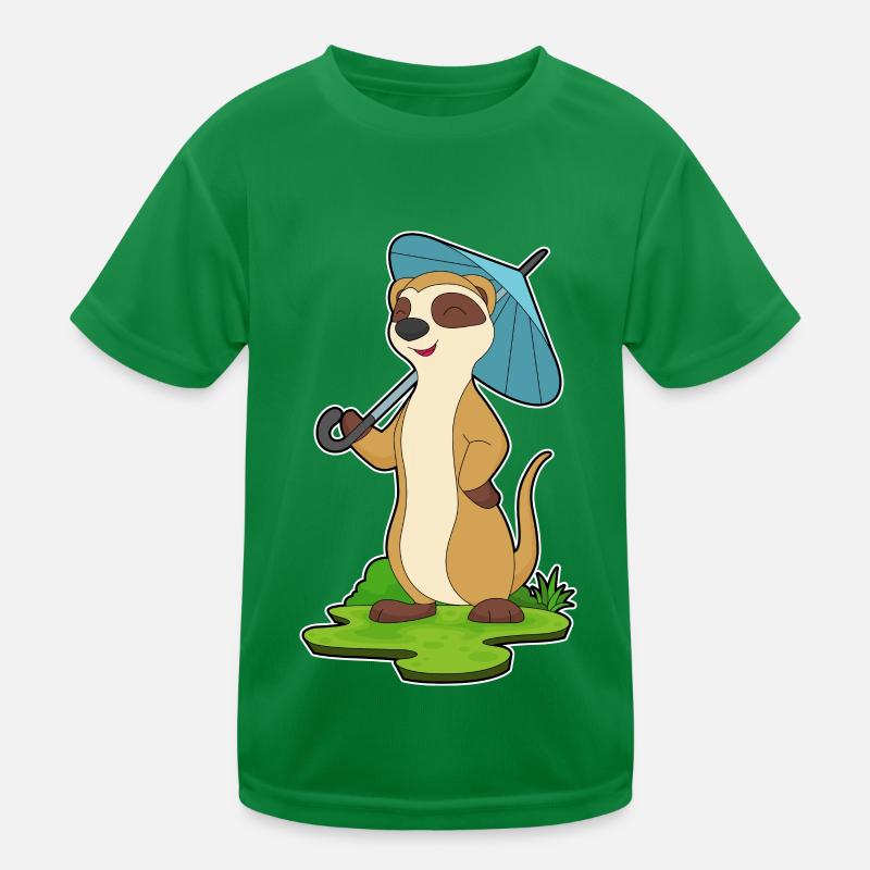 Erdmännchen Regenschirm Kinder Funktions-T-Shirt