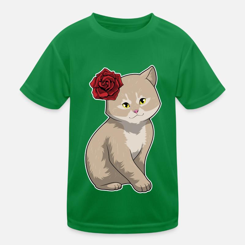Fleurs Rose Chat T-shirt sport Enfant