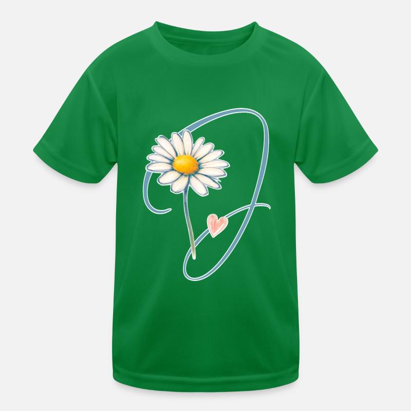 Buchstabe J Gänseblümchen Herz Kinder Funktions-T-Shirt