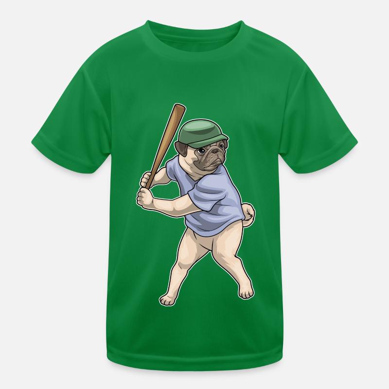Mops Baseball Baseballschläger Kinder Funktions-T-Shirt