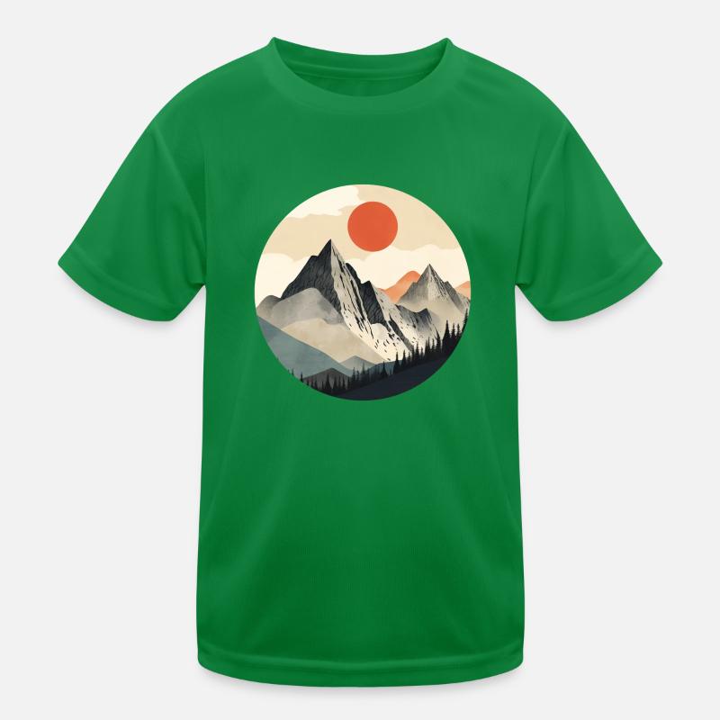 Berge und Sonne Kinder Funktions-T-Shirt
