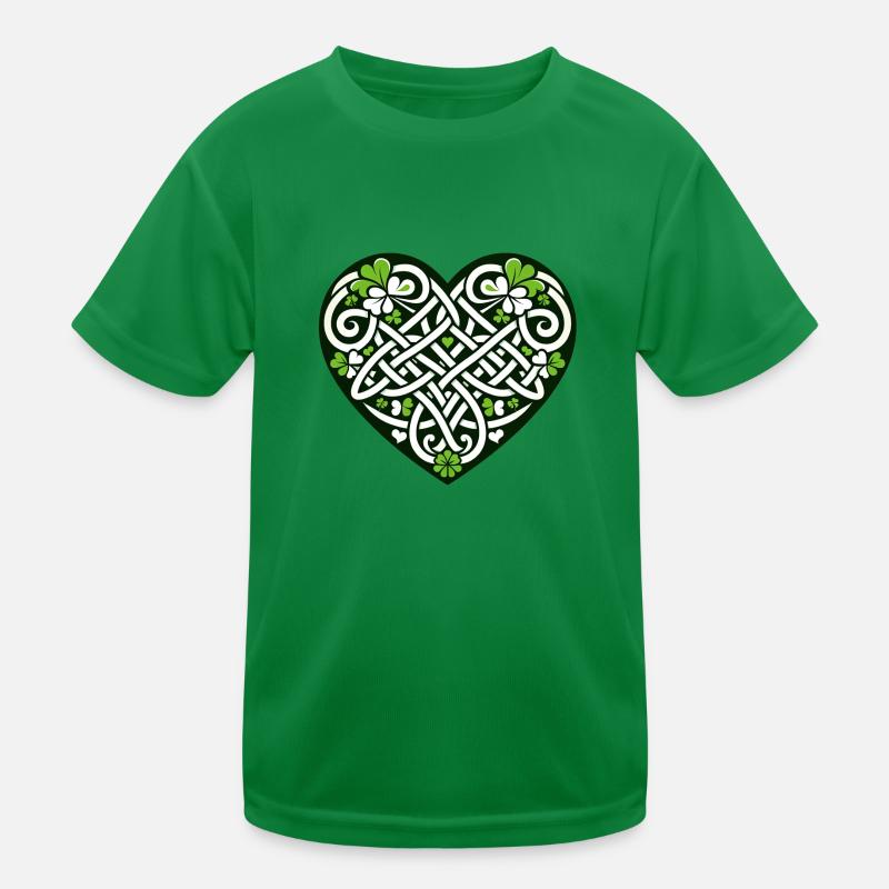 Keltisches Herz St. Patrick's Day Herz-Skript Kinder Funktions-T-Shirt