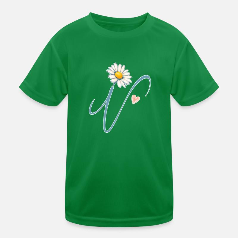 A simple, beautiful letter V daisy heart Kids Functional T-Shirt