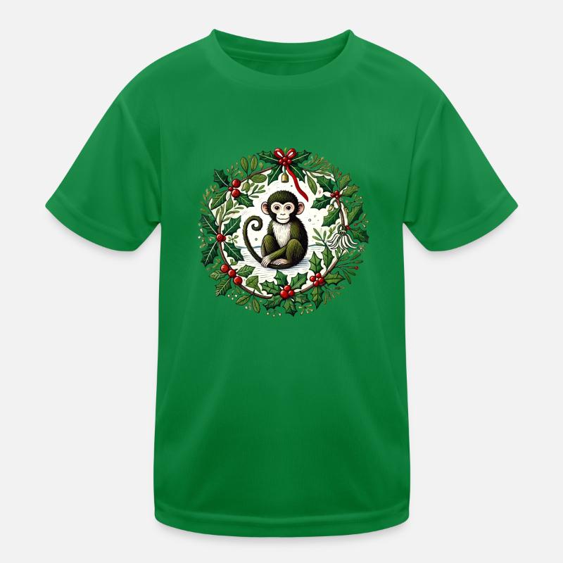 Weihnachtsaffe Kinder Funktions-T-Shirt