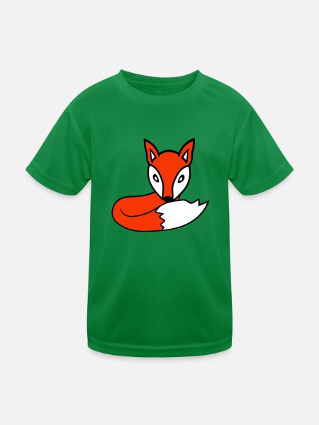 Fuchs Rotfuchs Wald Tier Schlauer Süßer Wild Hund - Kinder Funktions-T-Shirt - Kelly Green - Vorne