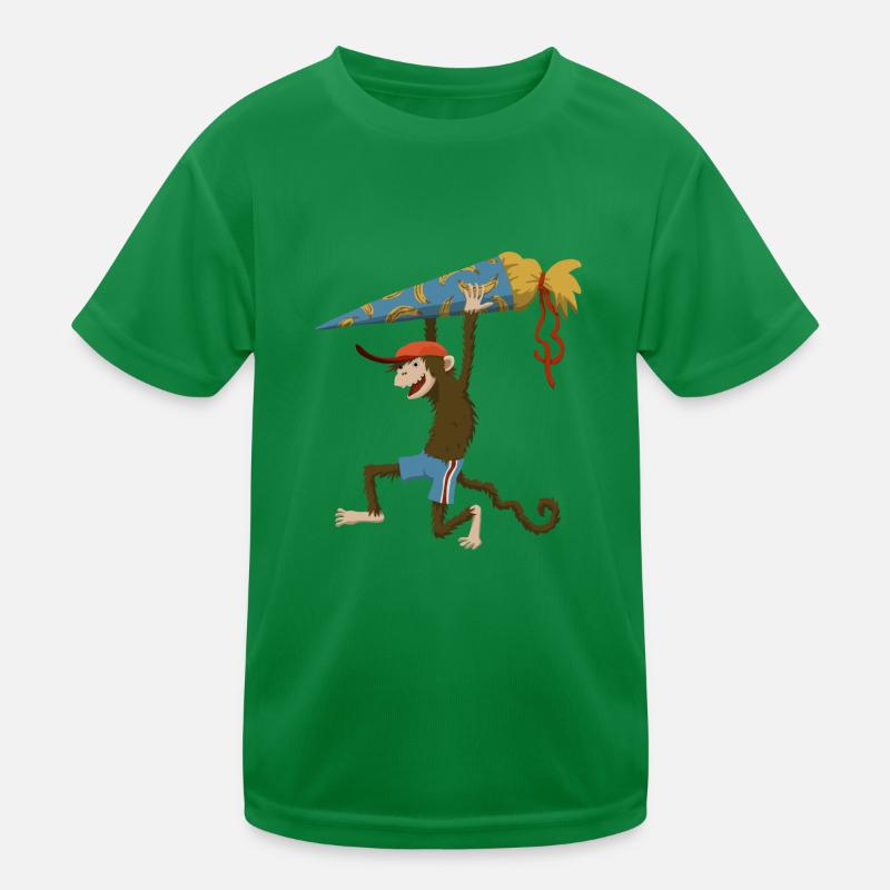 Monkey with school cone Kids Functional T-Shirt