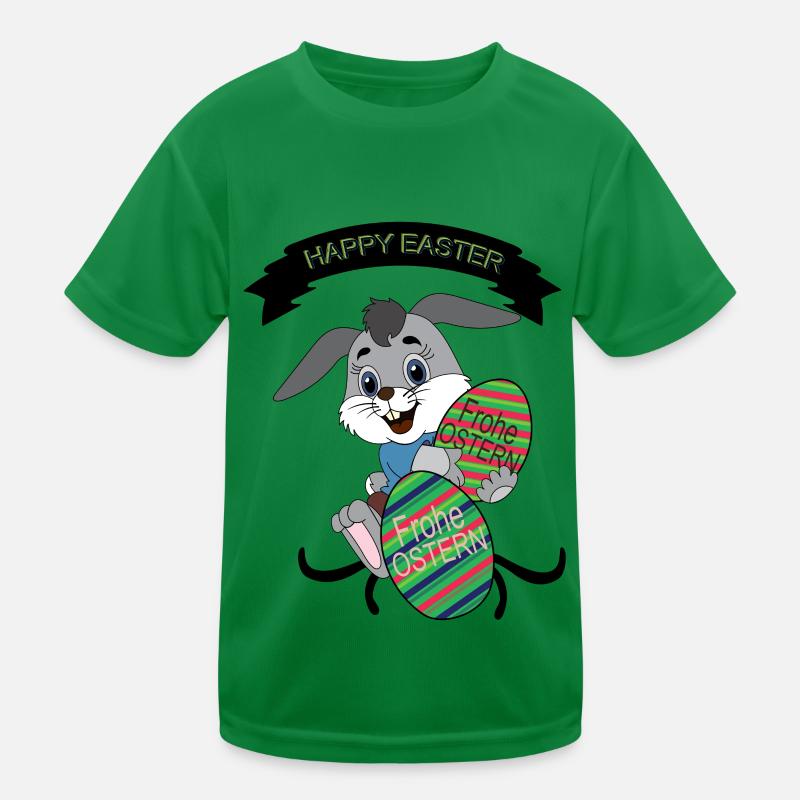 HAPPY EASTER, Easter , Coloured Easter Eggs - Kids Functional T-Shirt - kelly green