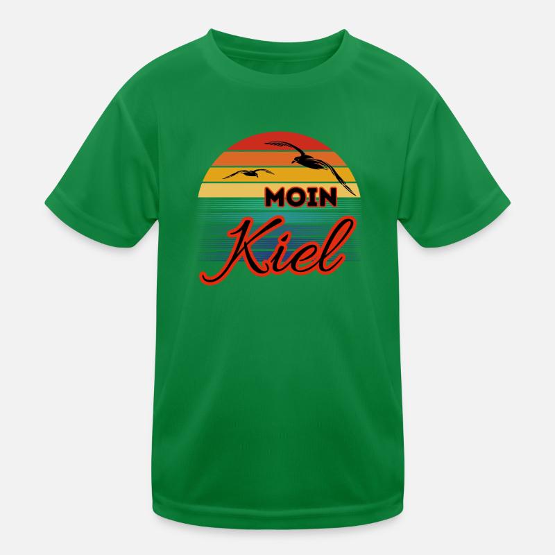 Moin Kiel with seagull in retro style Kids Functional T-Shirt