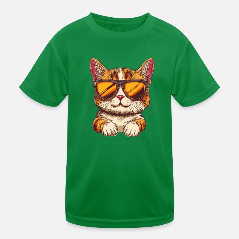 Cat with sunglasses Kids Functional T-Shirt