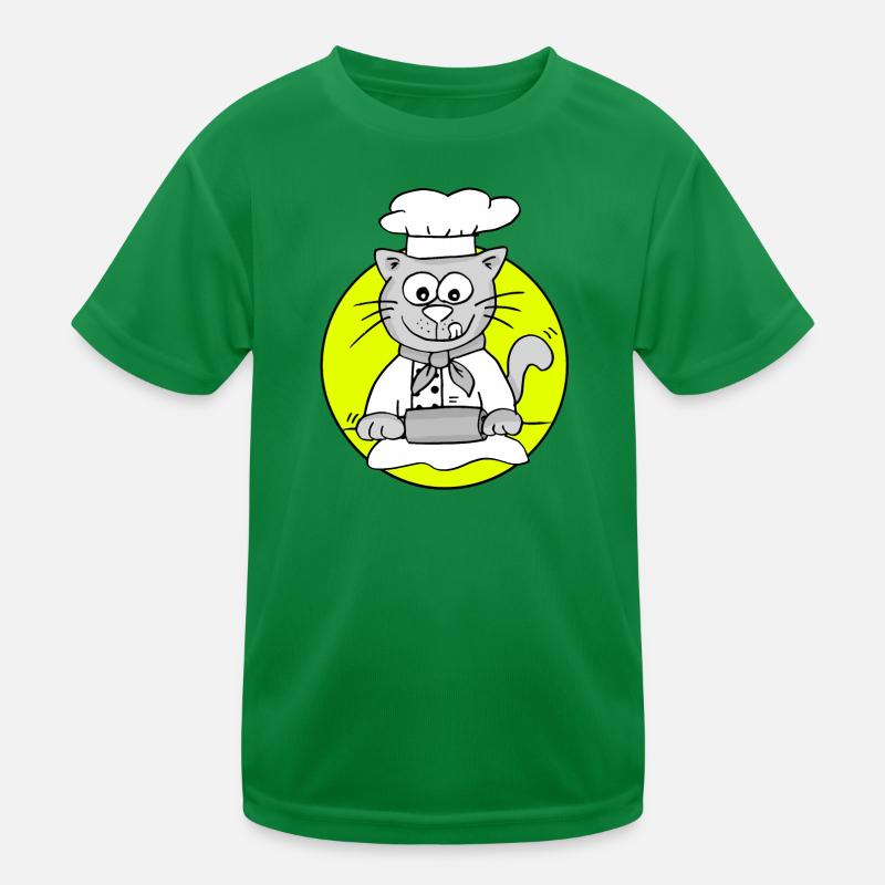 Retro Baker Cat - Profession Baker Kids Functional T-Shirt