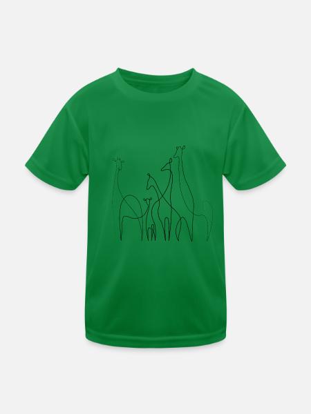 Giraffen - Kinder Funktions-T-Shirt - Kelly Green - Vorne