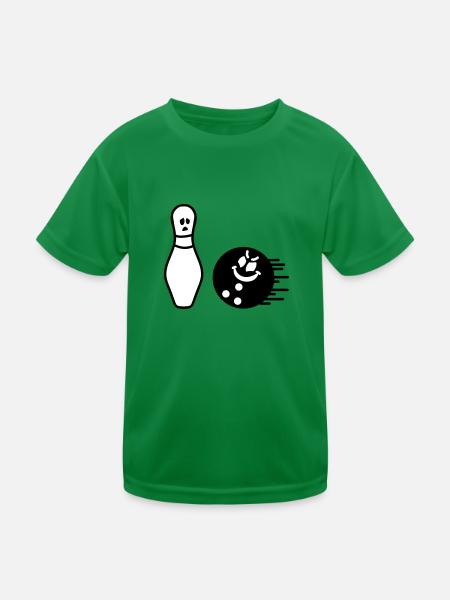 Pin und Bowlingkugel Bowling - Kinder Funktions-T-Shirt - Kelly Green - Vorne