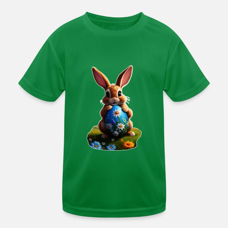 Easter Bunny with Egg, Oval Kids Functional T-Shirt