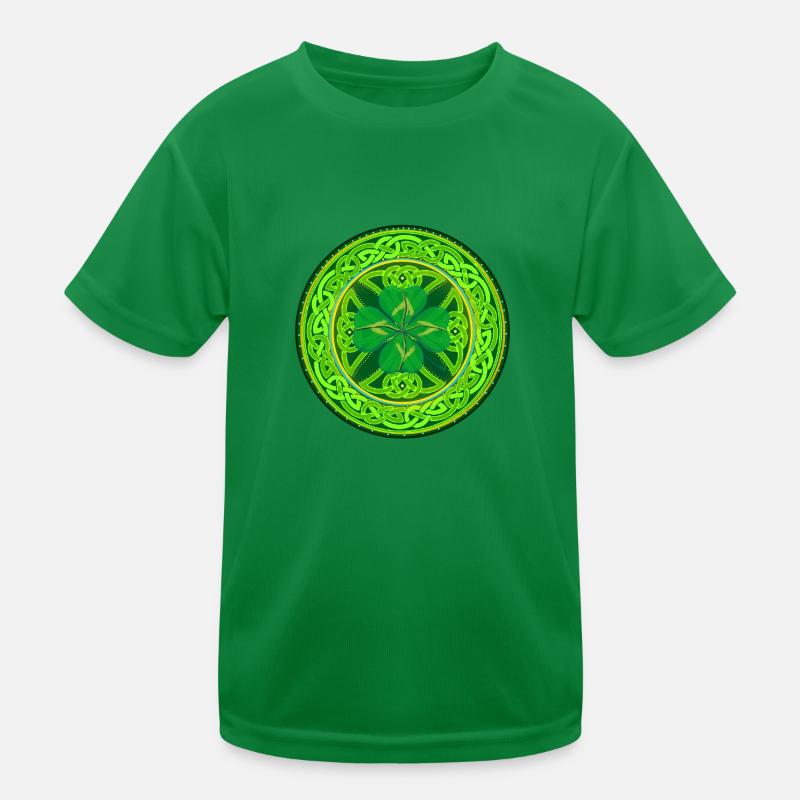 Kleeblatt mit vier Keltischen Blättern Kinder Funktions-T-Shirt