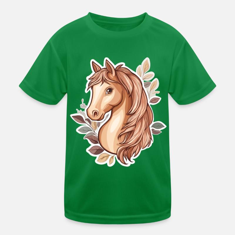 Pferd Herbstblätter Kinder Funktions-T-Shirt